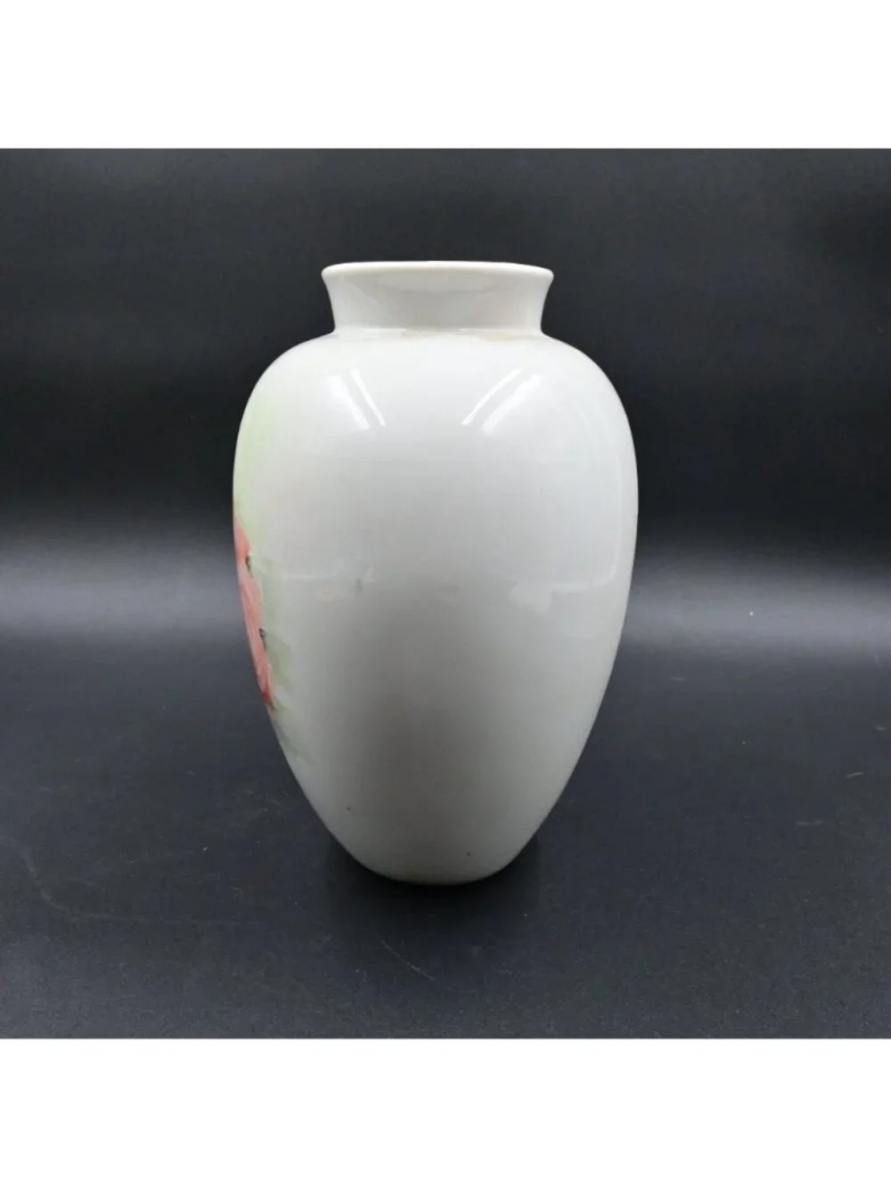 Vintage Porcelain Vase Pink Rose Floral 8